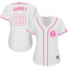 Women's Majestic Texas Rangers #20 Darwin Barney Replica White Fashion Cool Base MLB Jersey
