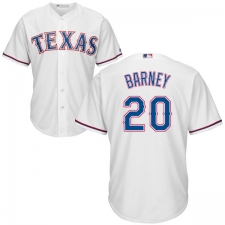 Youth Majestic Texas Rangers #20 Darwin Barney Replica White Home Cool Base MLB Jersey