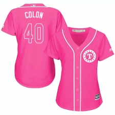 Women's Majestic Texas Rangers #40 Bartolo Colon Replica Pink Fashion Cool Base MLB Jersey