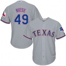 Men's Majestic Texas Rangers #49 Jon Niese Replica Grey Road Cool Base MLB Jersey