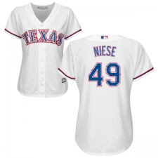 Women's Majestic Texas Rangers #49 Jon Niese Replica White Home Cool Base MLB Jersey