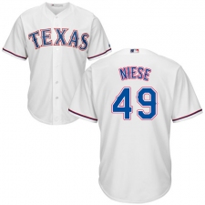 Youth Majestic Texas Rangers #49 Jon Niese Replica White Home Cool Base MLB Jersey