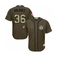 Men's Texas Rangers #36 Edinson Volquez Authentic Green Salute to Service Baseball Jersey