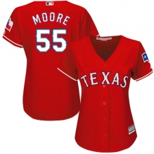Women's Majestic Texas Rangers #55 Matt Moore Authentic Red Alternate Cool Base MLB Jersey