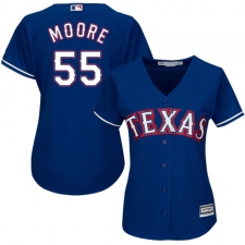 Women's Majestic Texas Rangers #55 Matt Moore Authentic Royal Blue Alternate 2 Cool Base MLB Jersey