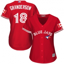 Women's Majestic Toronto Blue Jays #18 Curtis Granderson Authentic Scarlet Alternate MLB Jersey