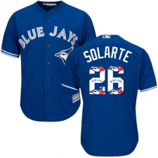 Men's Majestic Toronto Blue Jays #26 Yangervis Solarte Authentic Blue Team Logo Fashion MLB Jersey