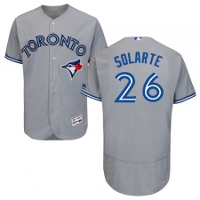 Men's Majestic Toronto Blue Jays #26 Yangervis Solarte Grey Road Flex Base Authentic Collection MLB Jersey