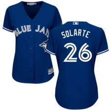 Women's Majestic Toronto Blue Jays #26 Yangervis Solarte Authentic Blue Alternate MLB Jersey