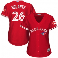 Women's Majestic Toronto Blue Jays #26 Yangervis Solarte Authentic Scarlet Alternate MLB Jersey