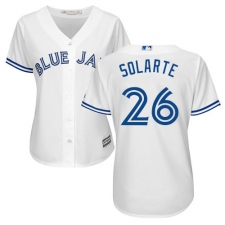 Women's Majestic Toronto Blue Jays #26 Yangervis Solarte Authentic White Home MLB Jersey