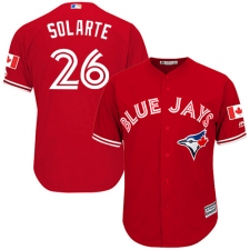 Youth Majestic Toronto Blue Jays #26 Yangervis Solarte Authentic Scarlet Alternate MLB Jersey