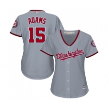 Women's Washington Nationals #15 Matt Adams Replica Grey Road Cool Base Baseball Jersey