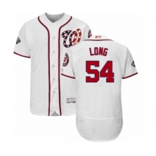 Men's Washington Nationals #54 Kevin Long White Home Flex Base Authentic Collection 2019 World Series Bound Baseball Jersey