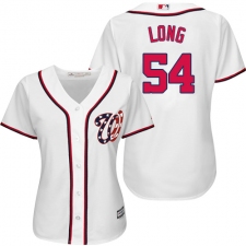 Women's Majestic Washington Nationals #54 Kevin Long Authentic White Home Cool Base MLB Jersey