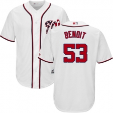 Youth Majestic Washington Nationals #53 Joaquin Benoit Authentic White Home Cool Base MLB Jersey