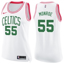 Women's Nike Boston Celtics #55 Greg Monroe Swingman White/Pink Fashion NBA Jersey