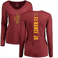 NBA Women's Nike Cleveland Cavaliers #22 Larry Nance Jr. Maroon Backer Long Sleeve T-Shirt
