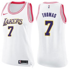 Women's Nike Los Angeles Lakers #7 Isaiah Thomas Swingman White/Pink Fashion NBA Jersey