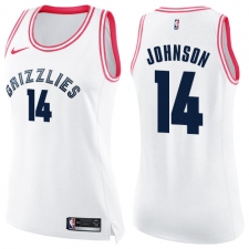 Women's Nike Memphis Grizzlies #14 Brice Johnson Swingman White/Pink Fashion NBA Jersey