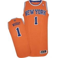 Men's Adidas New York Knicks #1 Emmanuel Mudiay Authentic Orange Alternate NBA Jersey