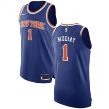 Men's Nike New York Knicks #1 Emmanuel Mudiay Authentic Royal Blue NBA Jersey - Icon Edition