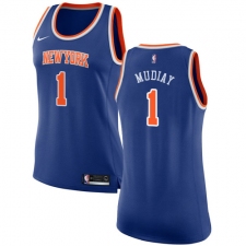 Women's Nike New York Knicks #1 Emmanuel Mudiay Authentic Royal Blue NBA Jersey - Icon Edition