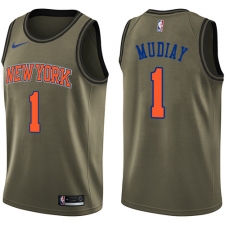 Youth Nike New York Knicks #1 Emmanuel Mudiay Swingman Green Salute to Service NBA Jersey