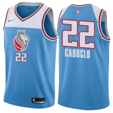 Men's Nike Sacramento Kings #22 Bruno Caboclo Authentic Blue NBA Jersey - City Edition