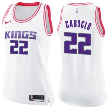 Women's Nike Sacramento Kings #22 Bruno Caboclo Swingman White/Pink Fashion NBA Jersey