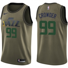 Youth Nike Utah Jazz #99 Jae Crowder Swingman Green Salute to Service NBA Jersey