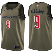 Men's Nike Washington Wizards #9 Ramon Sessions Swingman Green Salute to Service NBA Jersey