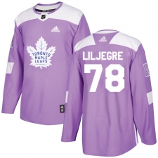 Men's Adidas Toronto Maple Leafs #78 Timothy Liljegren Authentic Purple Fights Cancer Practice NHL Jersey