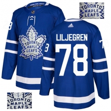 Men's Adidas Toronto Maple Leafs #78 Timothy Liljegren Authentic Royal Blue Fashion Gold NHL Jersey