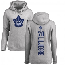 NHL Women's Adidas Toronto Maple Leafs #78 Timothy Liljegren Ash Backer Pullover Hoodie