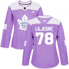 Women's Adidas Toronto Maple Leafs #78 Timothy Liljegren Authentic Purple Fights Cancer Practice NHL Jersey