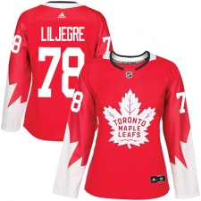 Women's Adidas Toronto Maple Leafs #78 Timothy Liljegren Authentic Red Alternate NHL Jersey
