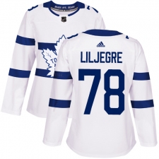 Women's Adidas Toronto Maple Leafs #78 Timothy Liljegren Authentic White 2018 Stadium Series NHL Jersey