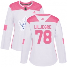 Women's Adidas Toronto Maple Leafs #78 Timothy Liljegren Authentic White/Pink Fashion NHL Jersey
