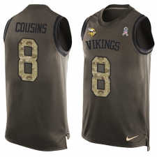 Men's Nike Minnesota Vikings #8 Kirk Cousins Limited Green Salute to Service Tank Top NFL Jersey