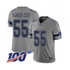Men's Dallas Cowboys #55 Leighton Vander Esch Limited Gray Inverted Legend 100th Season Football Jersey