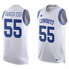 Men's Nike Dallas Cowboys #55 Leighton Vander Esch Limited White Player Name & Number Tank Top NFL Jersey