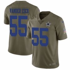 Youth Nike Dallas Cowboys #55 Leighton Vander Esch Limited Olive 2017 Salute to Service NFL Jersey
