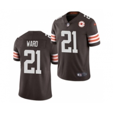 Men's Cleveland Browns #21 Denzel Ward 2021 Brown 75th Anniversary Patch Vapor Untouchable Limited Jersey