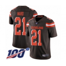 Men's Cleveland Browns #21 Denzel Ward Brown Team Color Vapor Untouchable Limited Player 100th Season Football Jersey