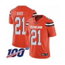Men's Cleveland Browns #21 Denzel Ward Orange Alternate Vapor Untouchable Limited Player 100th Season Football Jersey