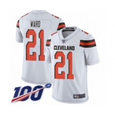 Men's Cleveland Browns #21 Denzel Ward White Vapor Untouchable Limited Player 100th Season Football Jersey