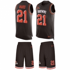 Men's Nike Cleveland Browns #21 Denzel Ward Limited Brown Tank Top Suit NFL Jersey