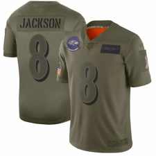 Men's Baltimore Ravens #8 Lamar Jackson Limited Camo 2019 Salute to Service Football Jersey