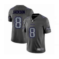 Men's Baltimore Ravens #8 Lamar Jackson Limited Gray Static Fashion Football Jersey